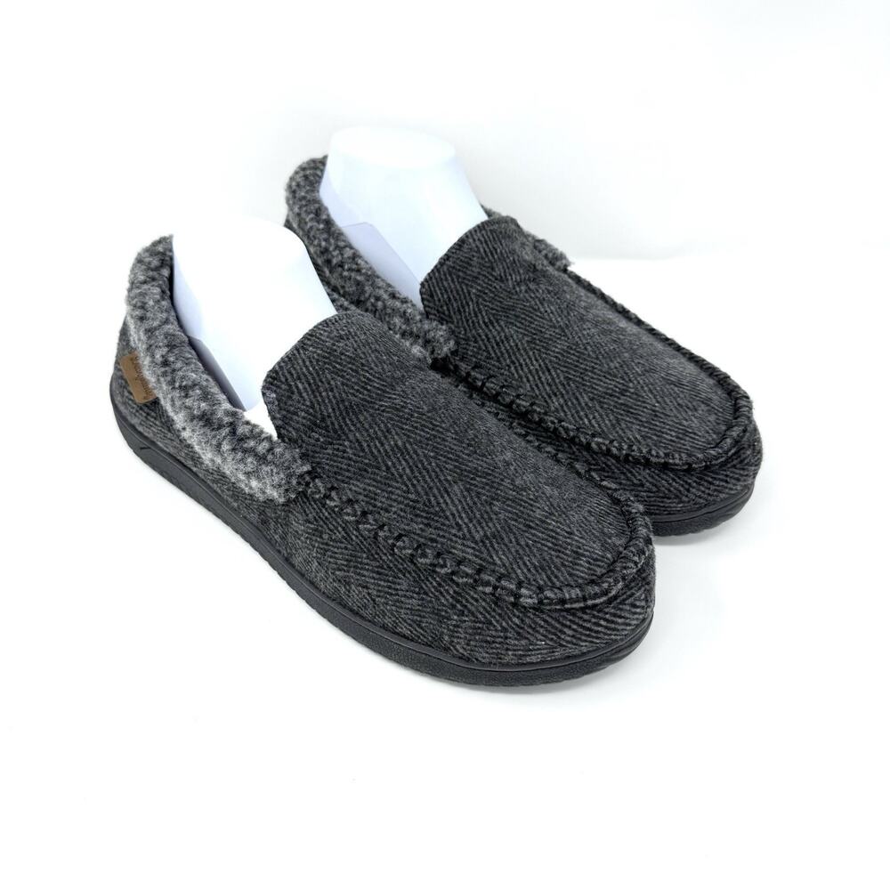 Dearfoams Men’s Memory Foam Slippers – Size Large (US 11-12) – Gray
